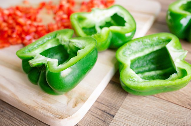 Philly Cheesesteak green peppers sliced lengthwise
