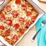 Supreme Pizza Pasta Casserole overhead shot