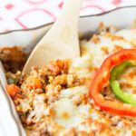 stuffed pepper casserole close up shot