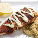 blackened chicken with avocado cream sauce featured image brooke and daron