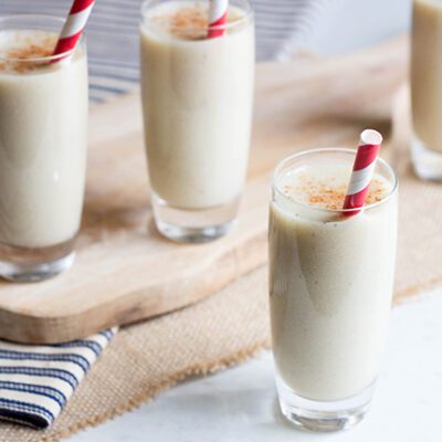lightened up easy eggnog recipe with straw