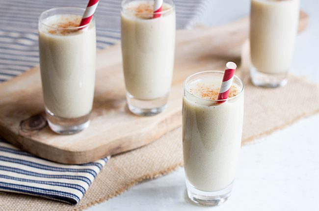 lightened up easy eggnog recipe with straw