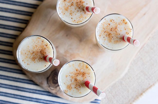 overhead shot of egg nog