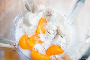 Ingredients for smoothie in blender