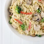 Chicken Pasta Primavera overhead shot