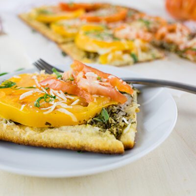 Delicious Heirloom Tomato and Pesto Tart