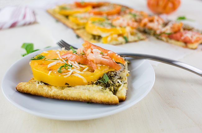 Delicious Heirloom Tomato and Pesto Tart