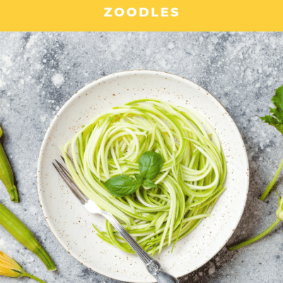 Plate of zucchini noodles as an example of how to make zoodles