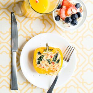 Plated Tasty Stuffed Pepper Breakfast