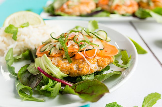 Salmon Burgers with Slaw