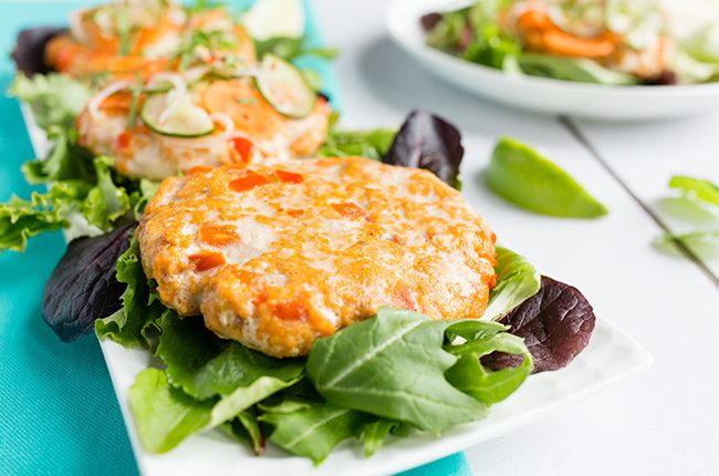 Thai Salmon Burgers with Slaw