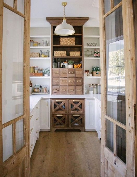 white and wood pantry