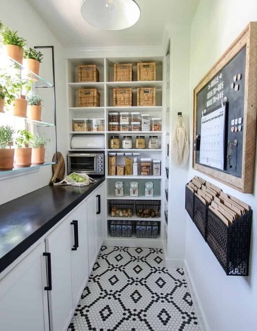black and white pantry remodel
