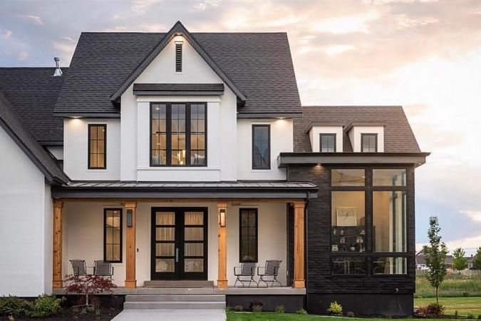 white modern farmhouse exteriors