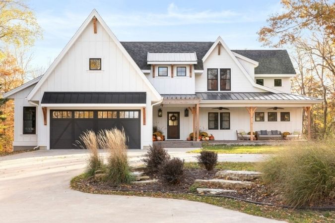 white modern farmhouse exteriors