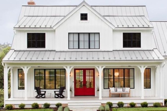 white modern farmhouse exteriors