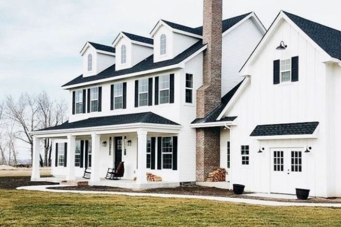 white modern farmhouse exteriors