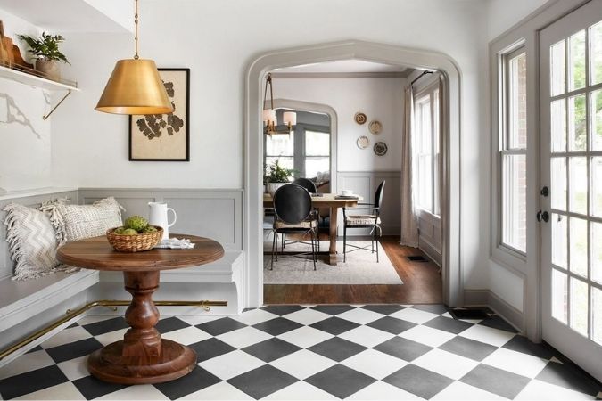 black and white checkered floors