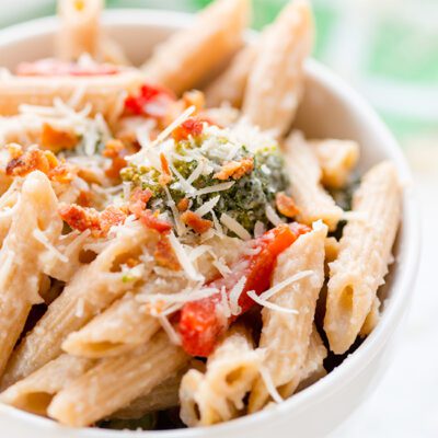 Roasted Broccoli and Bacon Penne Pasta Salad
