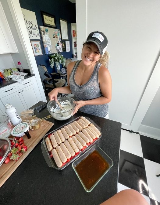 brooke farmer prepping dessert